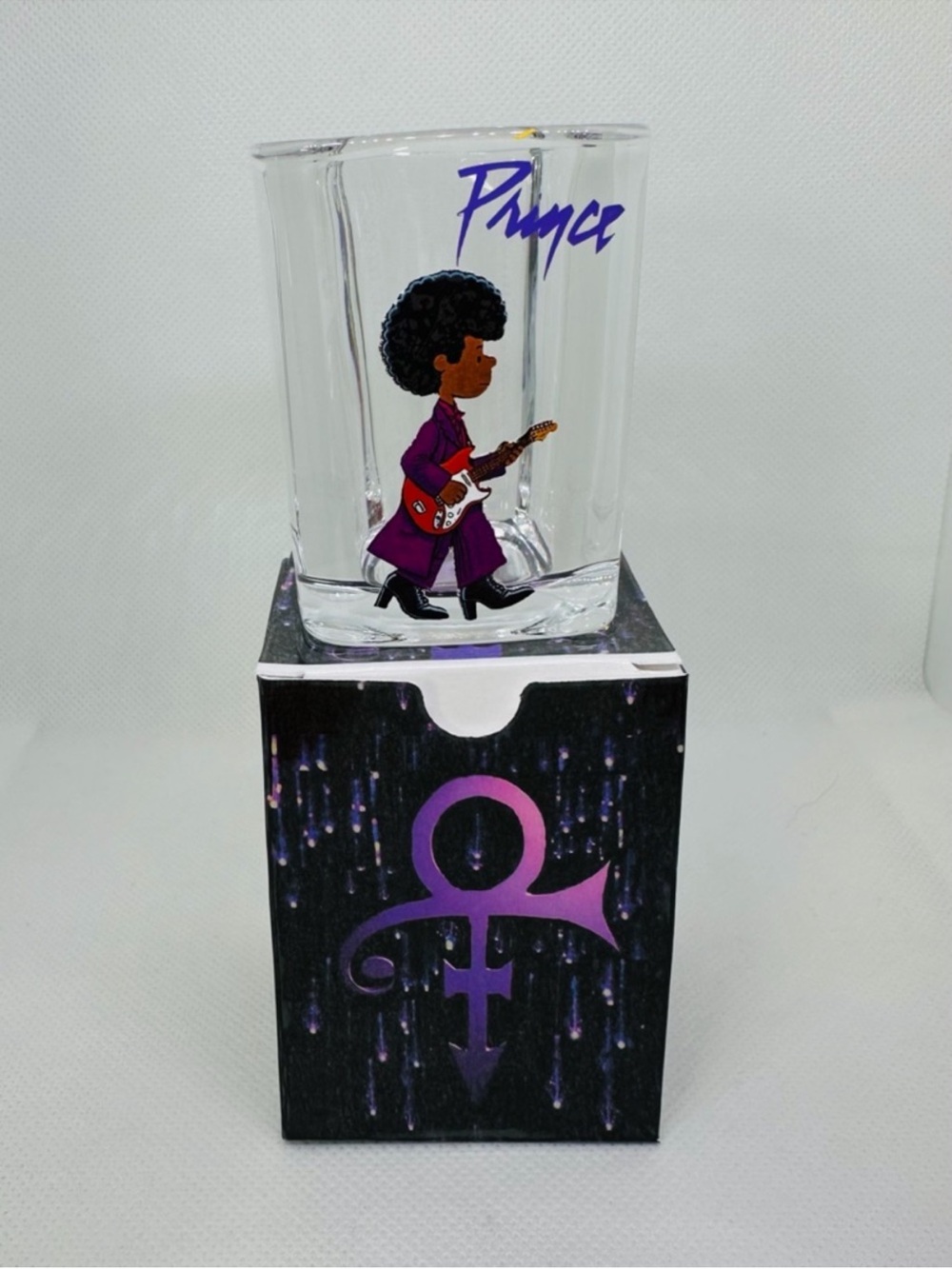Prince Shot Glass with Cartoon Guitarist - Purple Accents